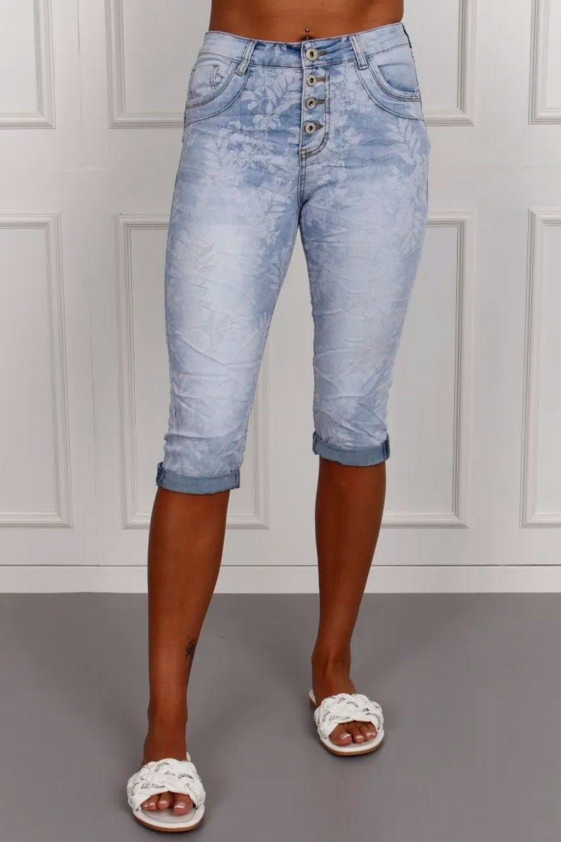 3/4 jeans m. print, denim