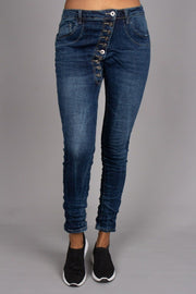 Jeans m. 10 knapper, denim