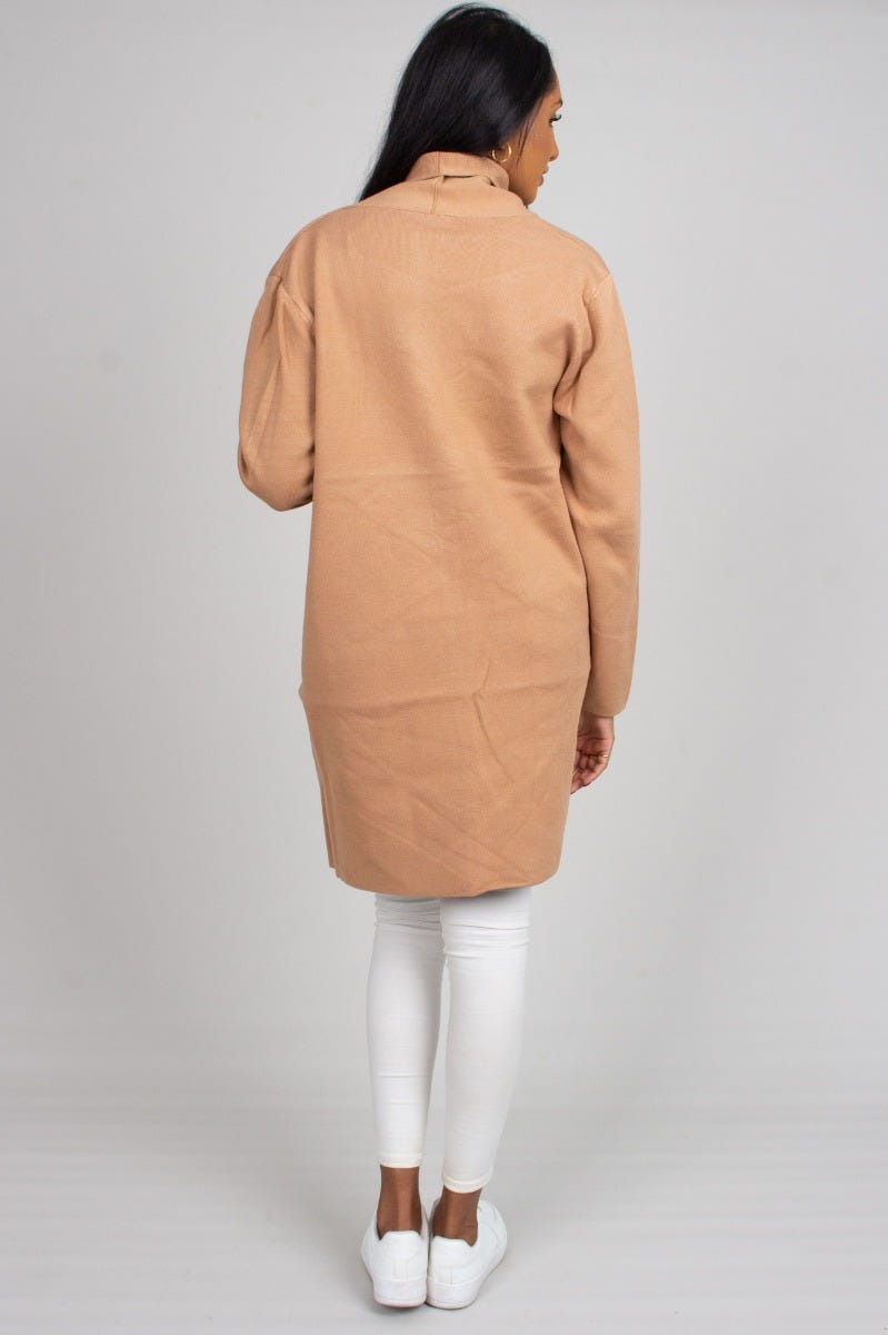 Cardigan m. lommer, mocca