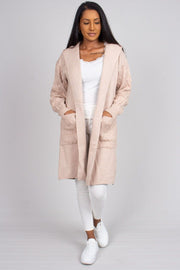 Cardigan m. hætte, beige