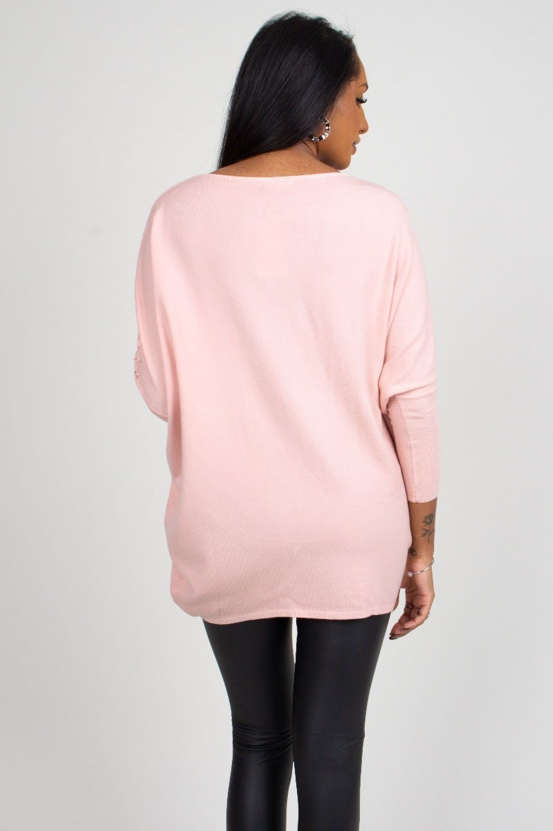 Bluse m. blonde, rosa