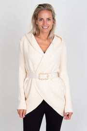 Cardigan m. bælte, creme