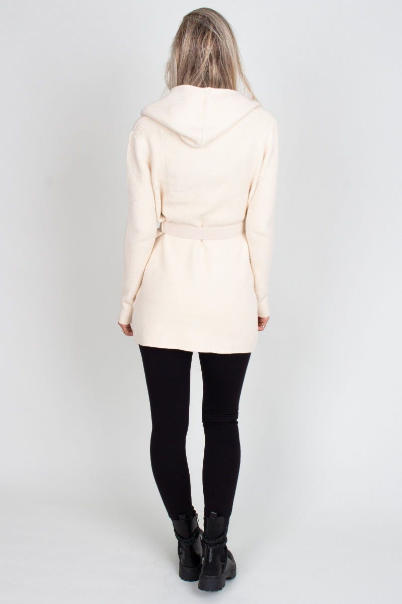 Cardigan m. bælte, creme