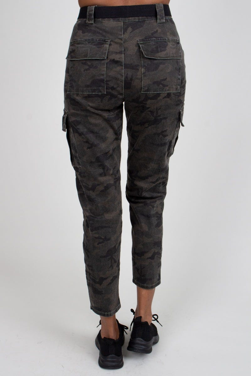 Jeans m. bælte, khaki