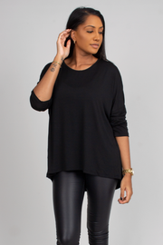 Batwing bluse, sort