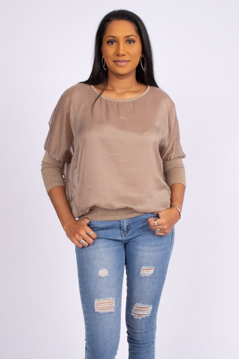 Batwing bluse Taupe