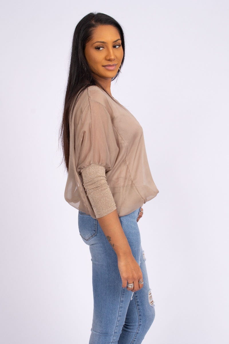 Batwing bluse Taupe