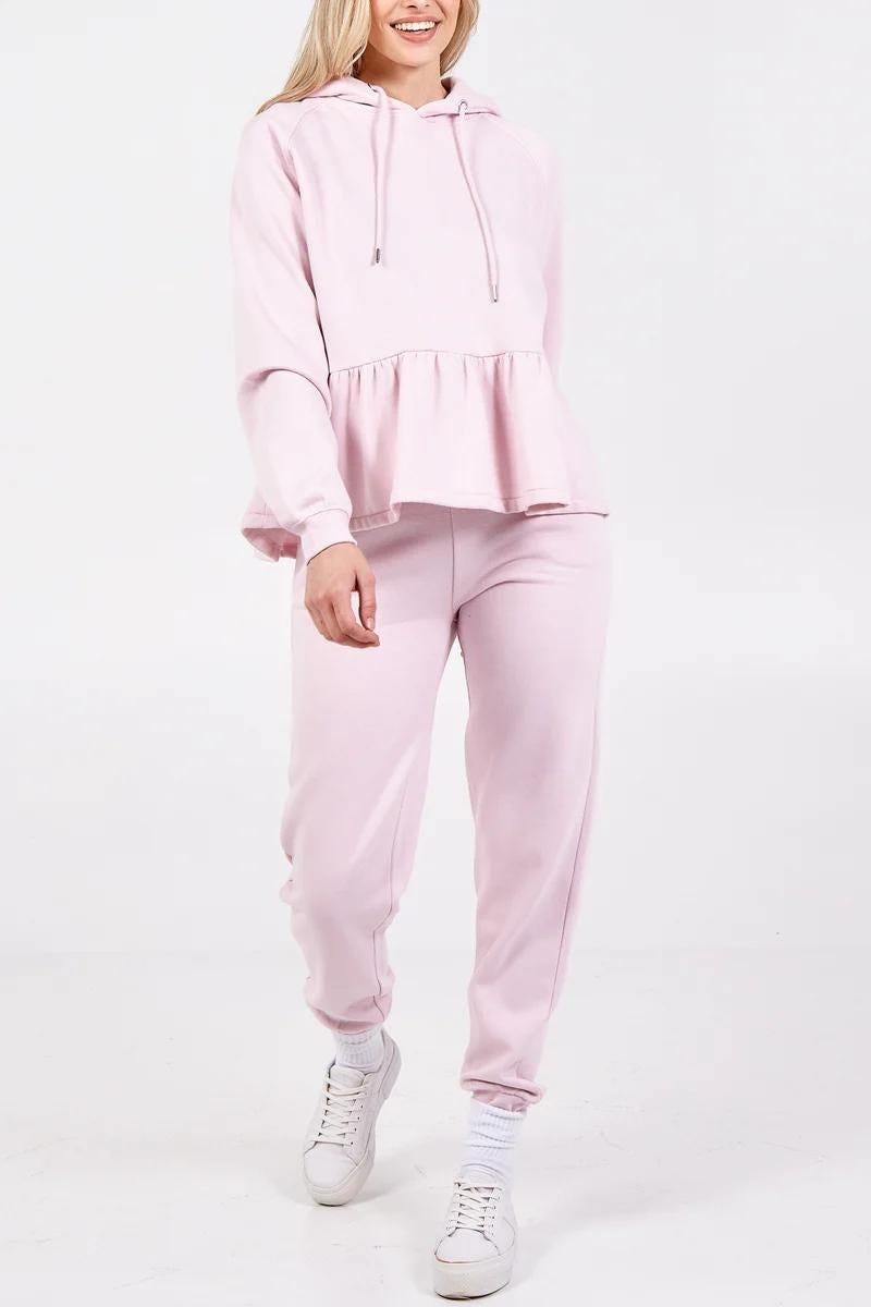 Hoodie m. peplum Pink