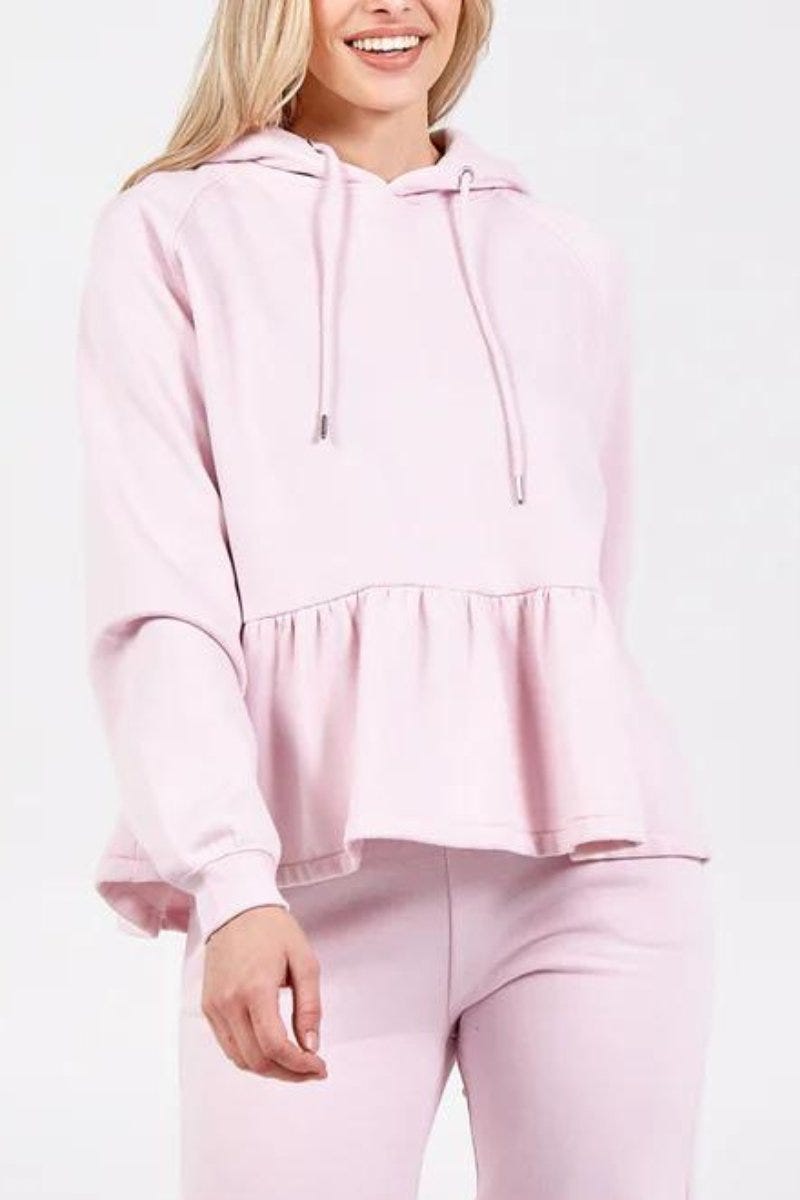 Hoodie m. peplum Pink