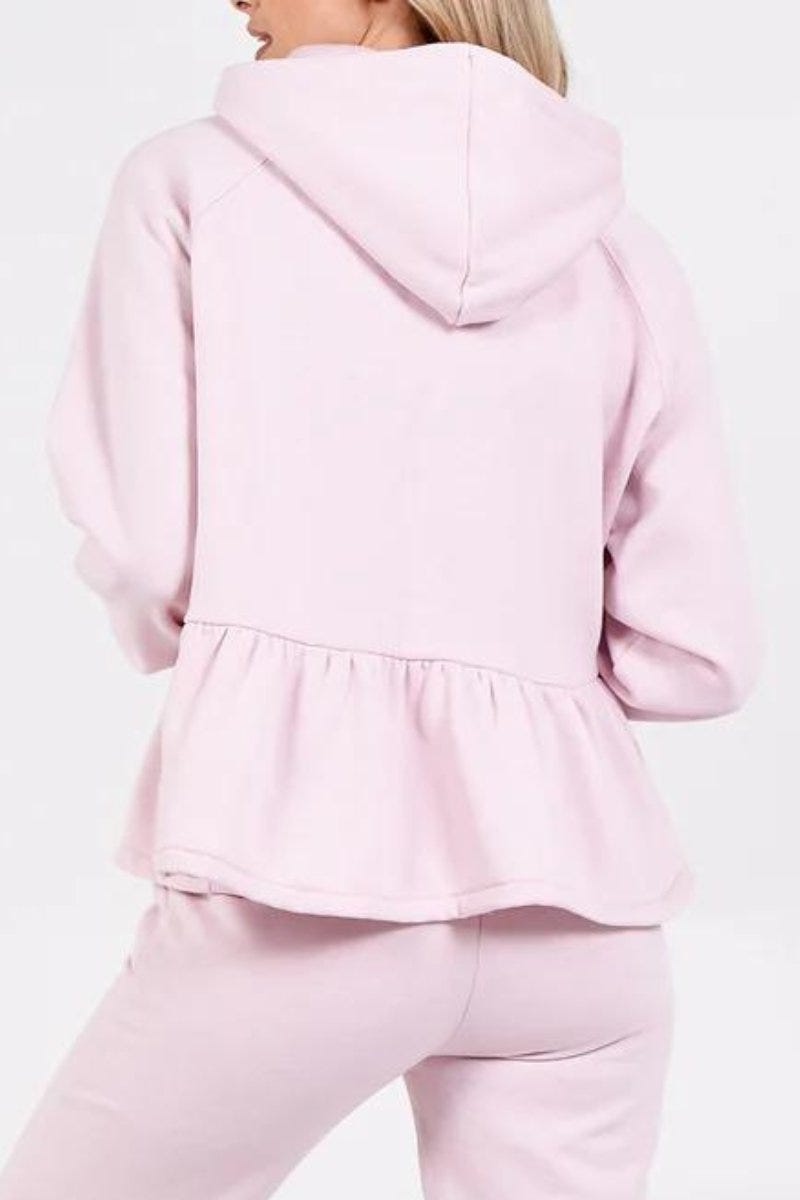 Hoodie m. peplum Pink