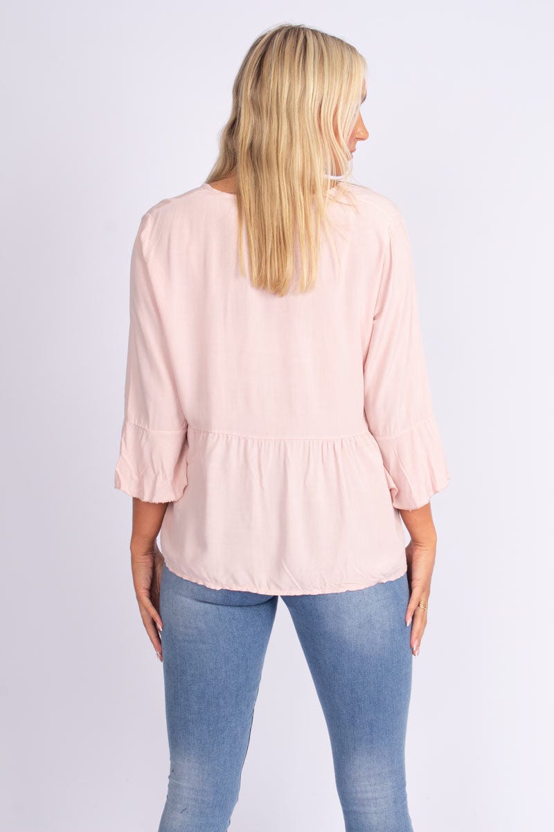 Bluse m. knapper Rosa