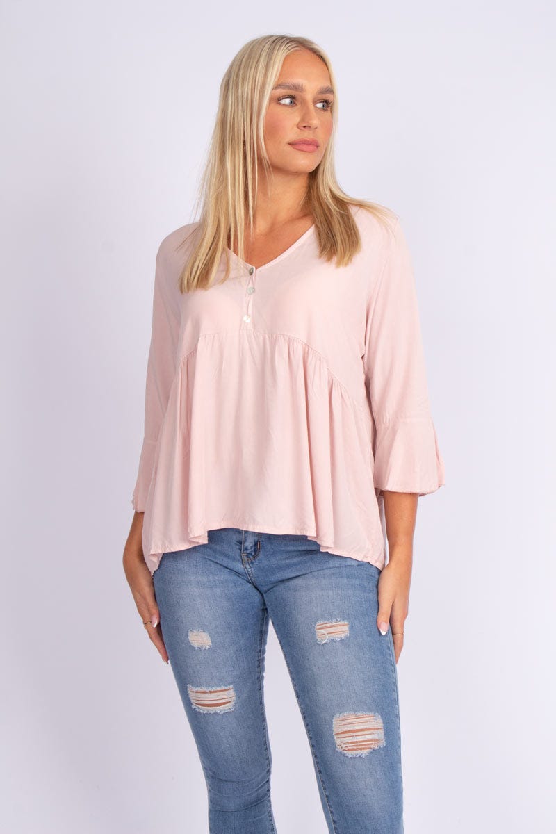 Bluse m. knapper Rosa