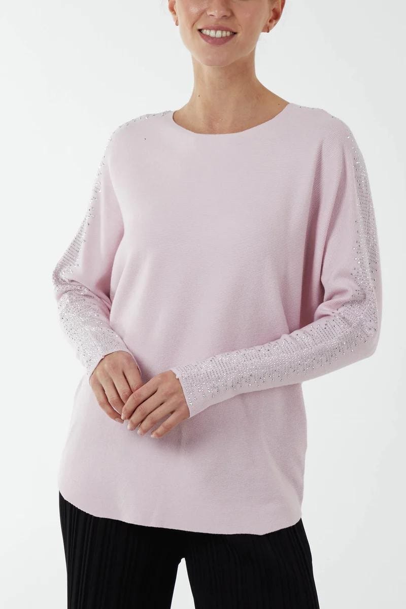 Batwing strik m. nitter Rosa