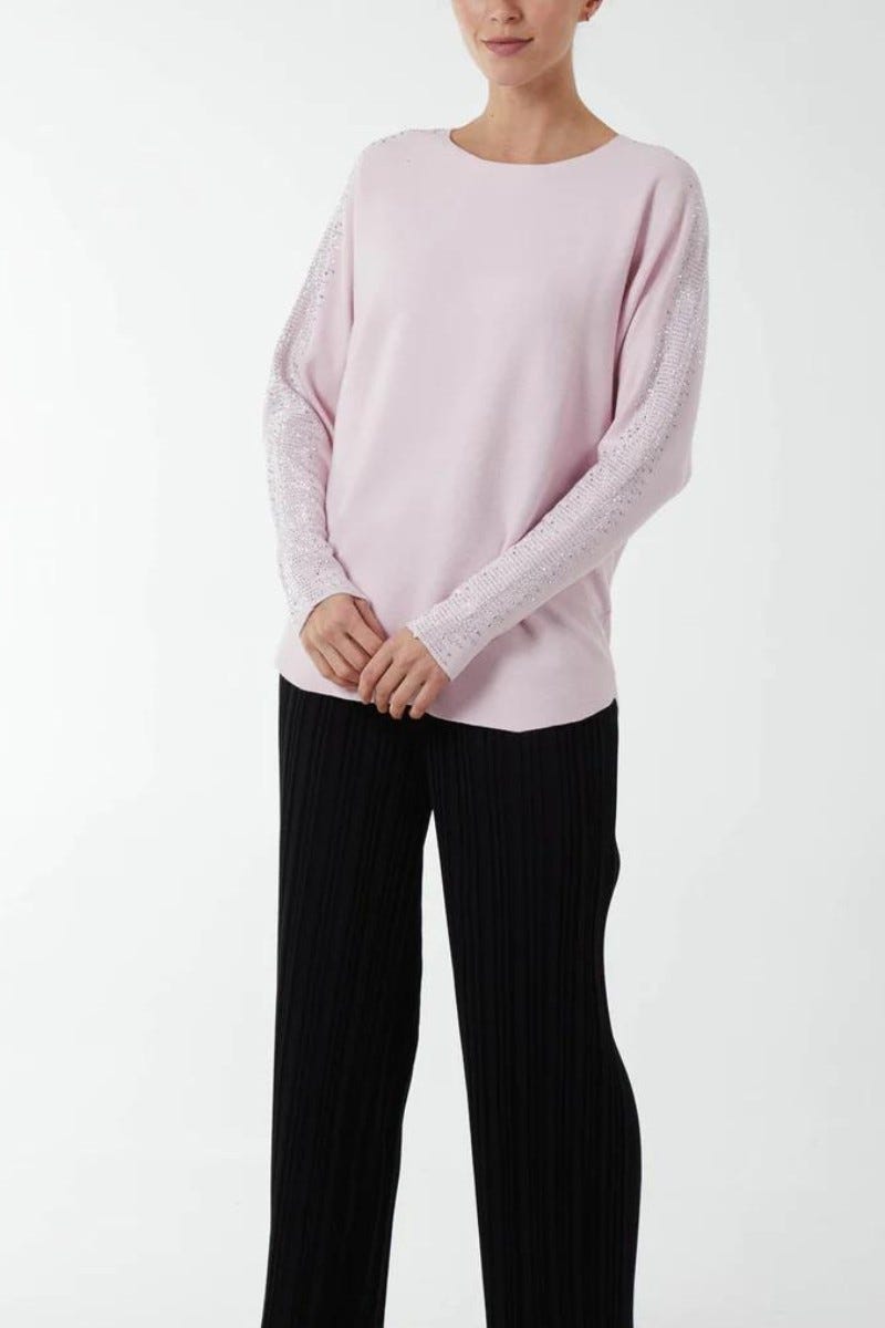 Batwing strik m. nitter Rosa