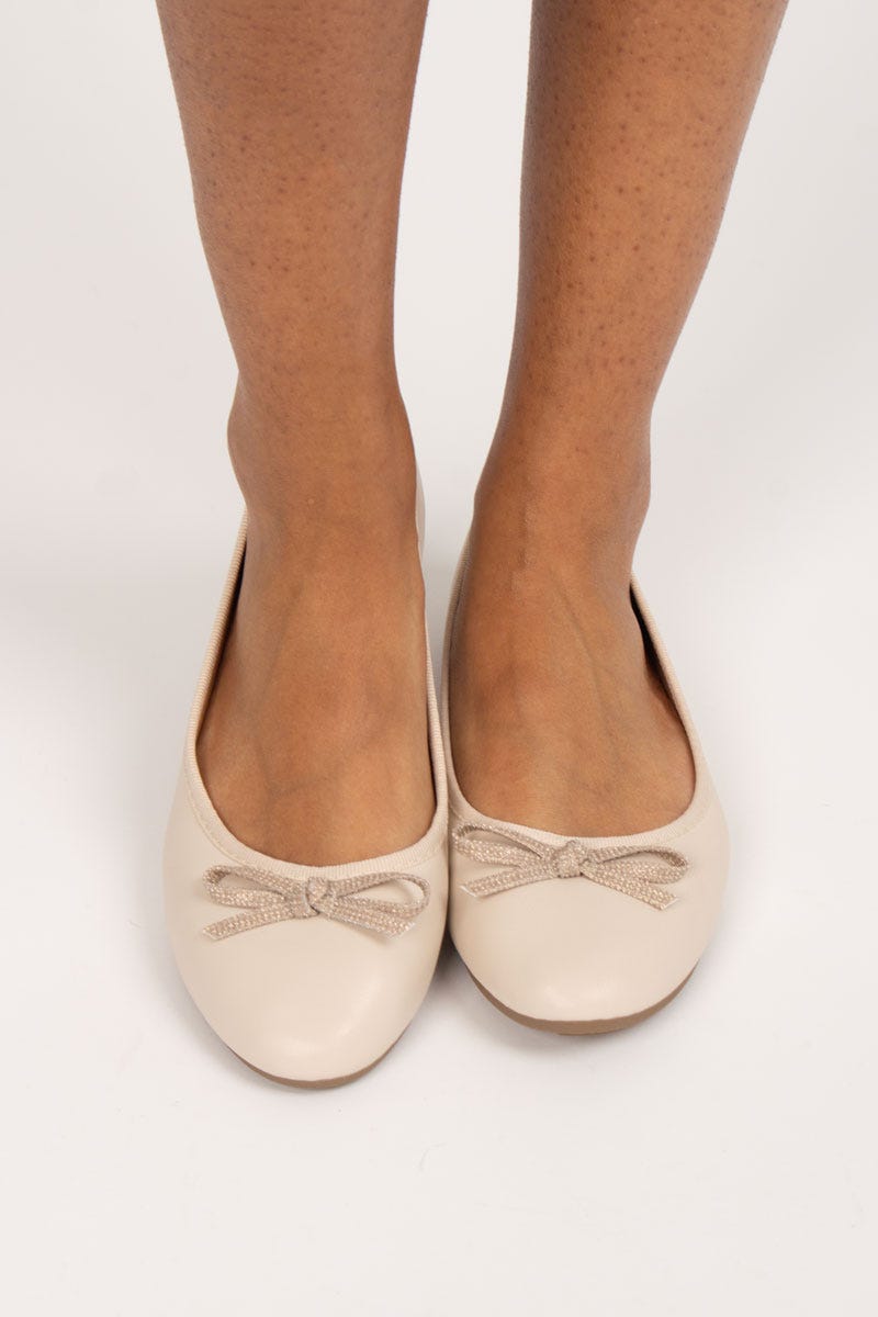 Ballerina m. glimmer sløjfe Beige