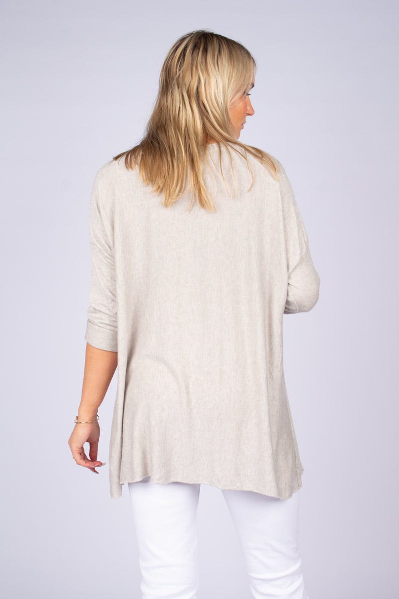 Bluse m. fjer Beige