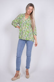 Bluse m. print Lime