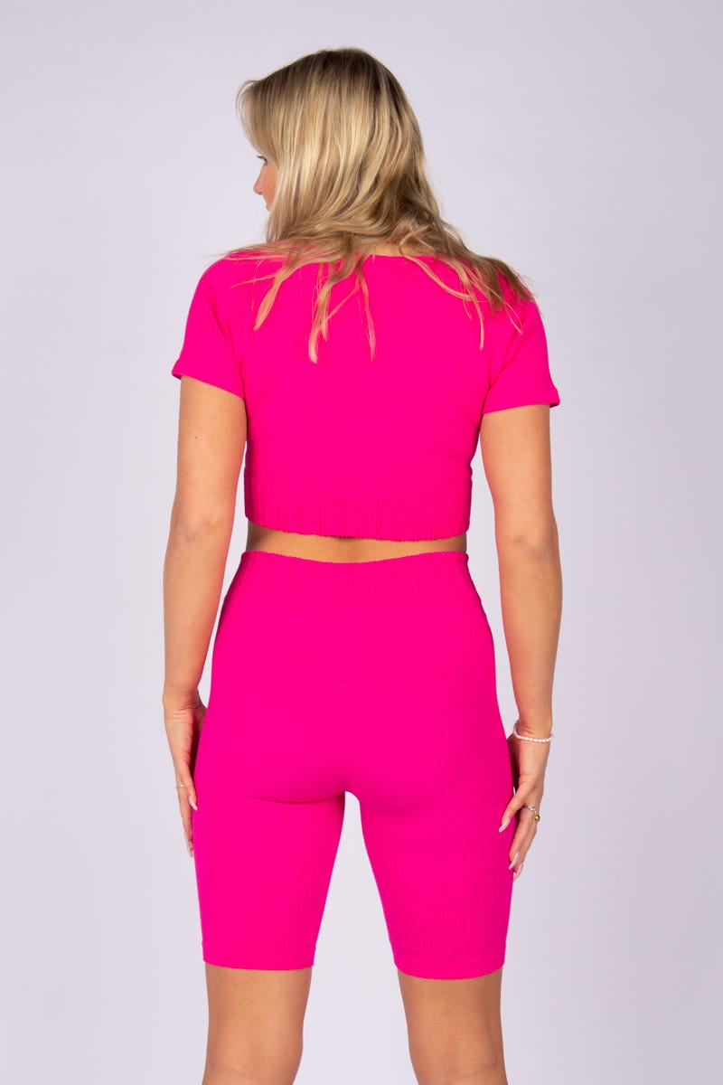 Crop top m. ærme Pink