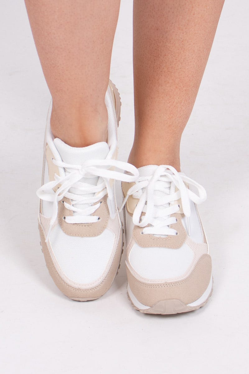 Sneakers m. snake look Beige