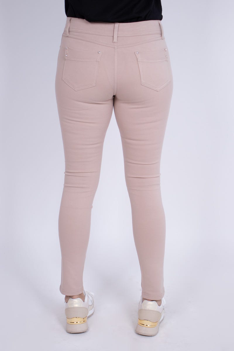 Slim fit jeans m. glittersten Beige