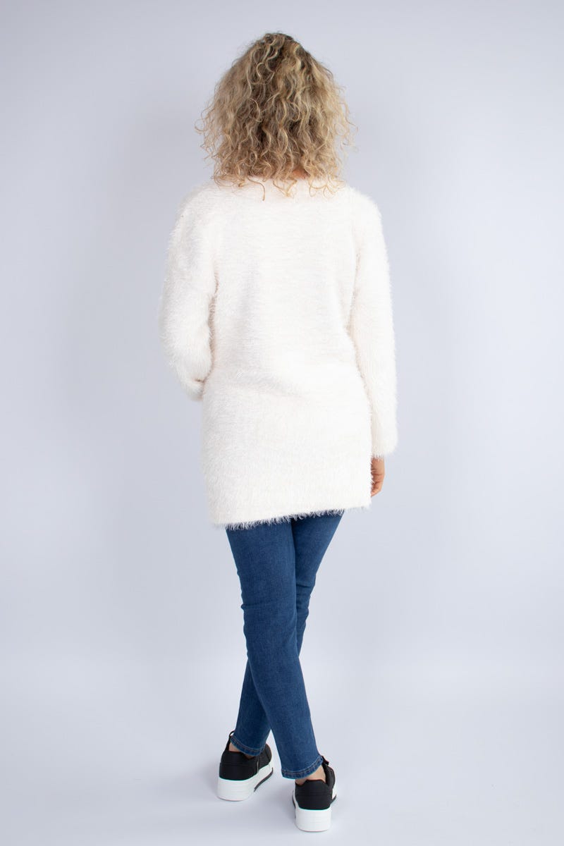 Strik cardigan m. knapper Creme