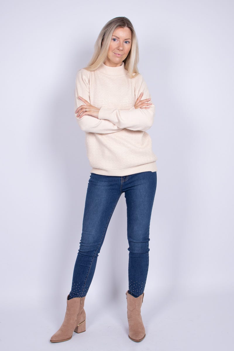 Strik m. turtleneck Beige