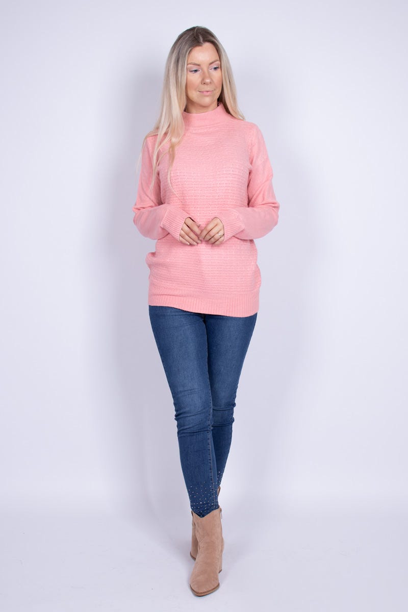 Strik m. turtleneck Rosa