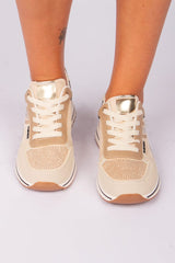 Sneakers m. similisten Beige