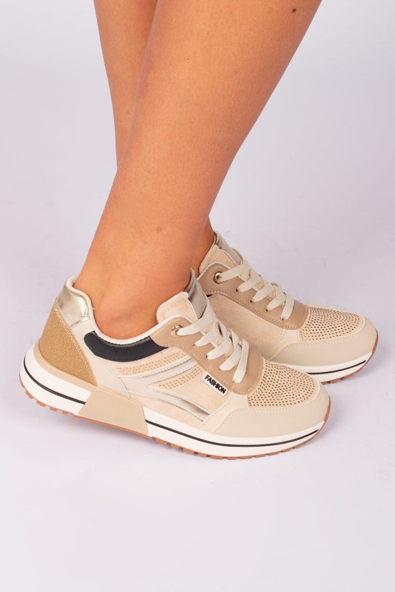 Sneakers m. similisten Beige