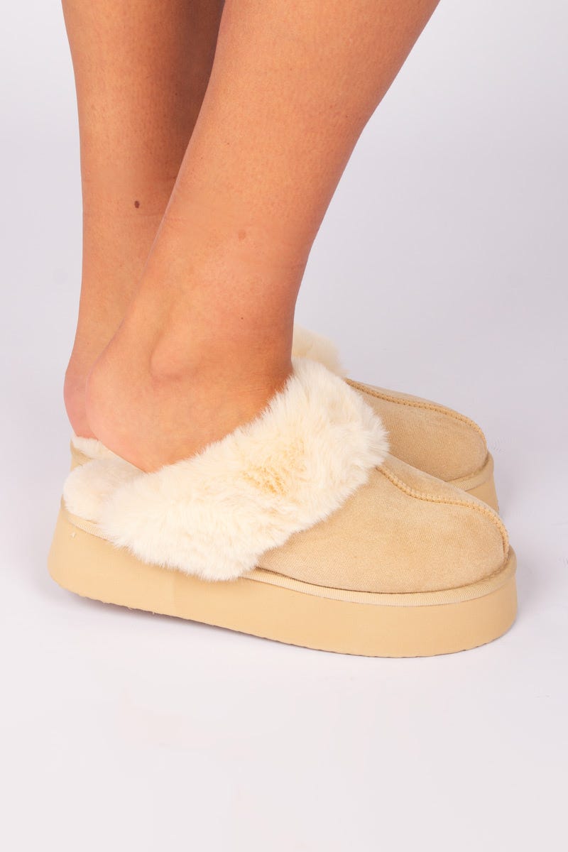 Slippers m. plys Beige