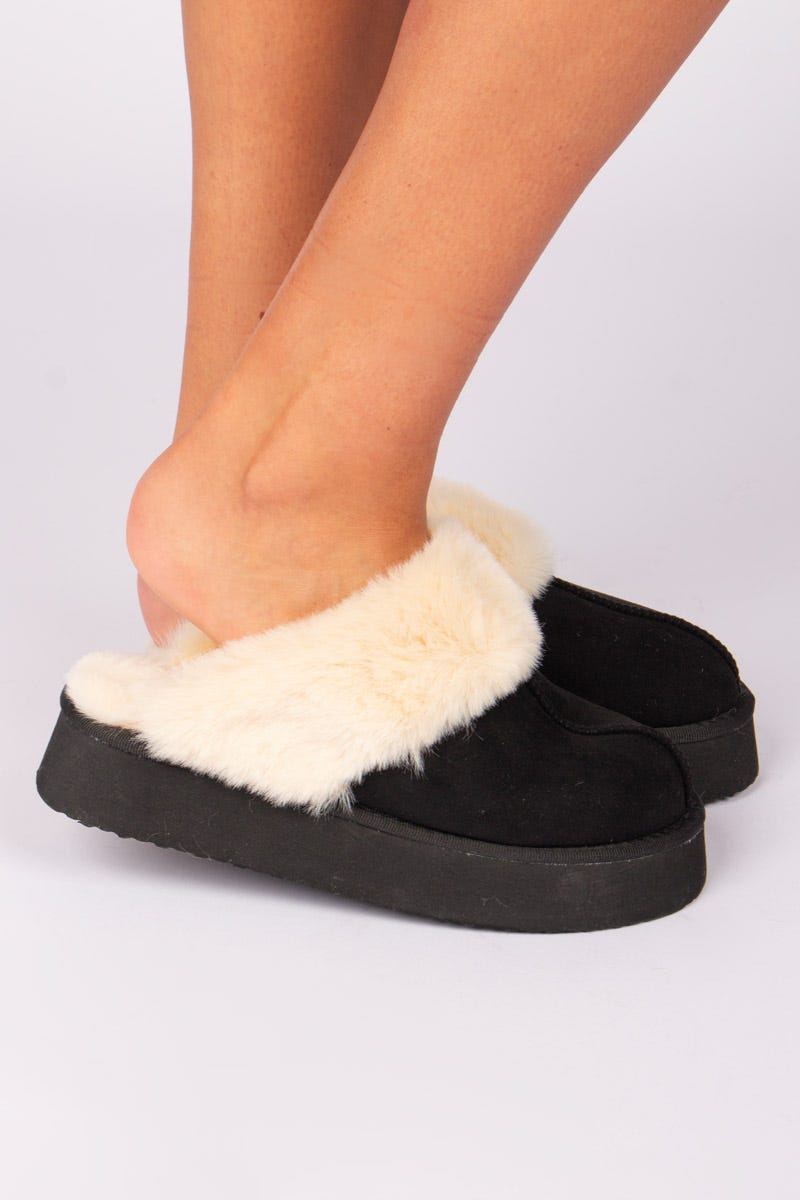 Slippers m. plys Sort