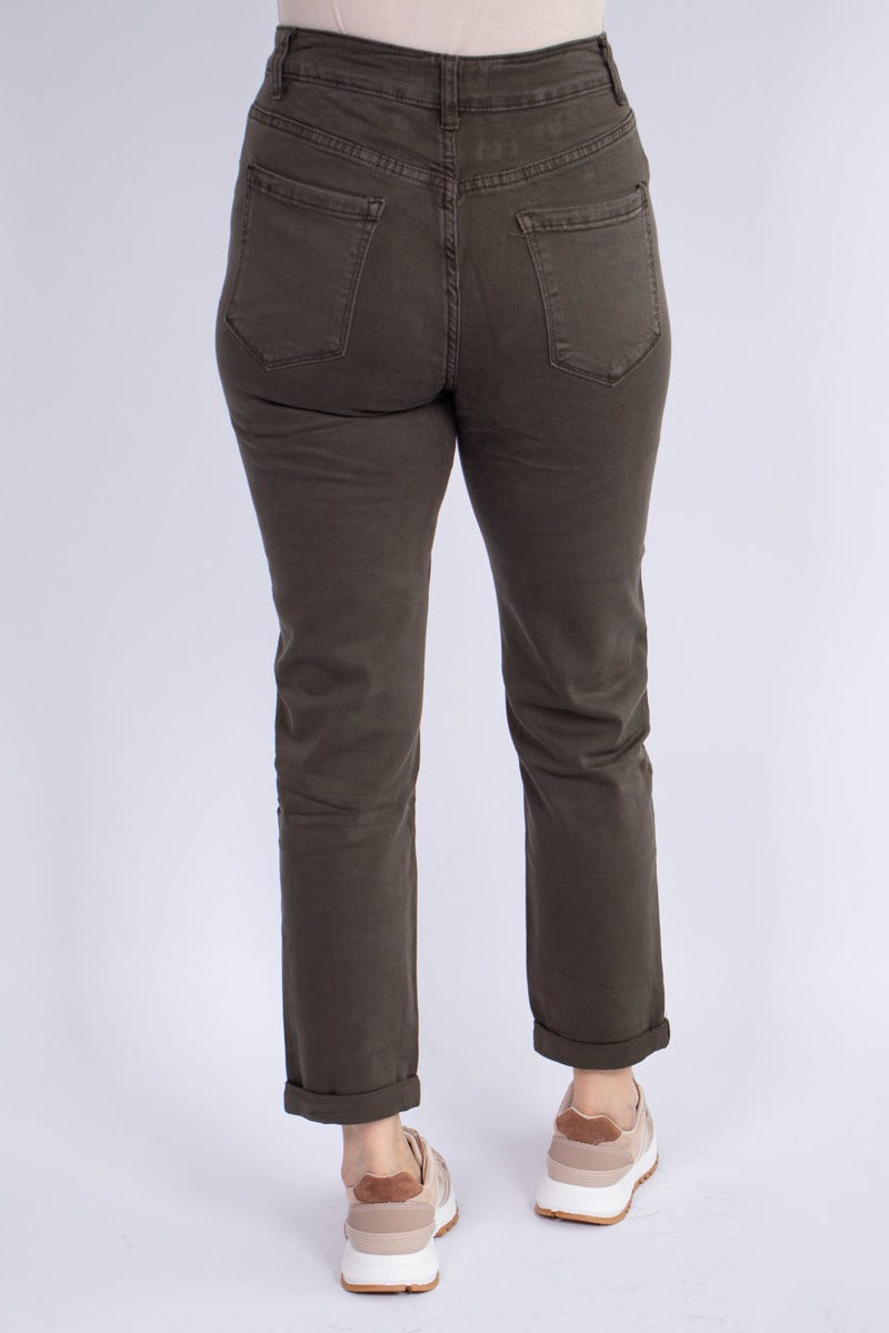 Jeans m. opsmøg Khaki