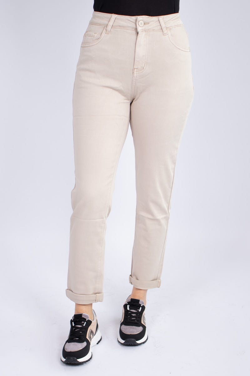 Jeans m. opsmøg Beige