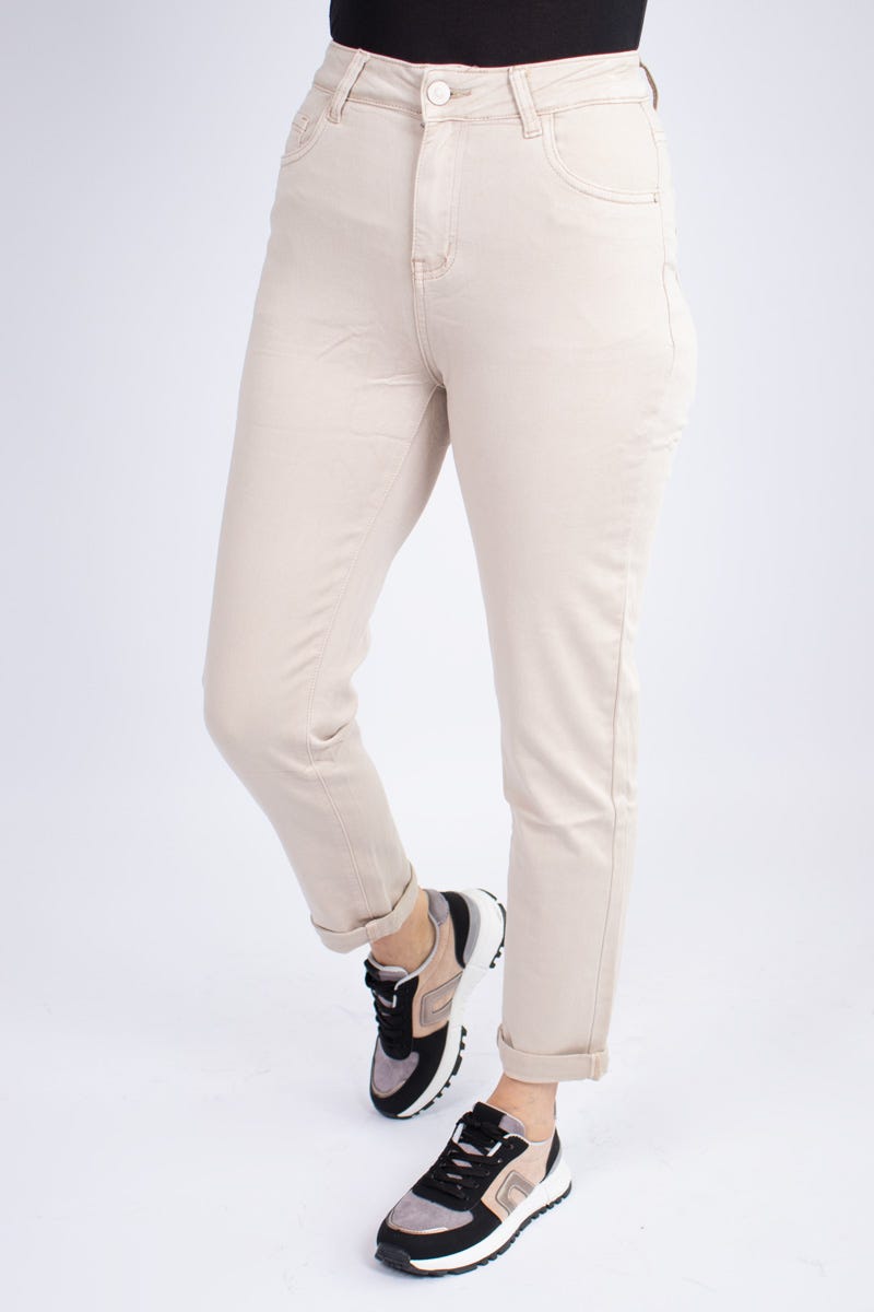 Jeans m. opsmøg Beige