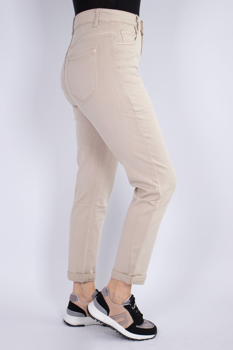 Jeans m. opsmøg Beige