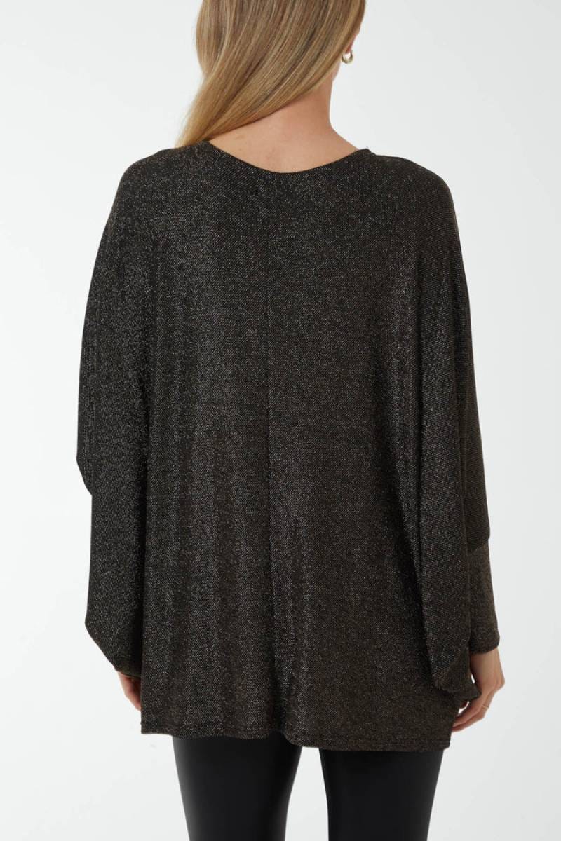 Batwing glimmer bluse  Guld