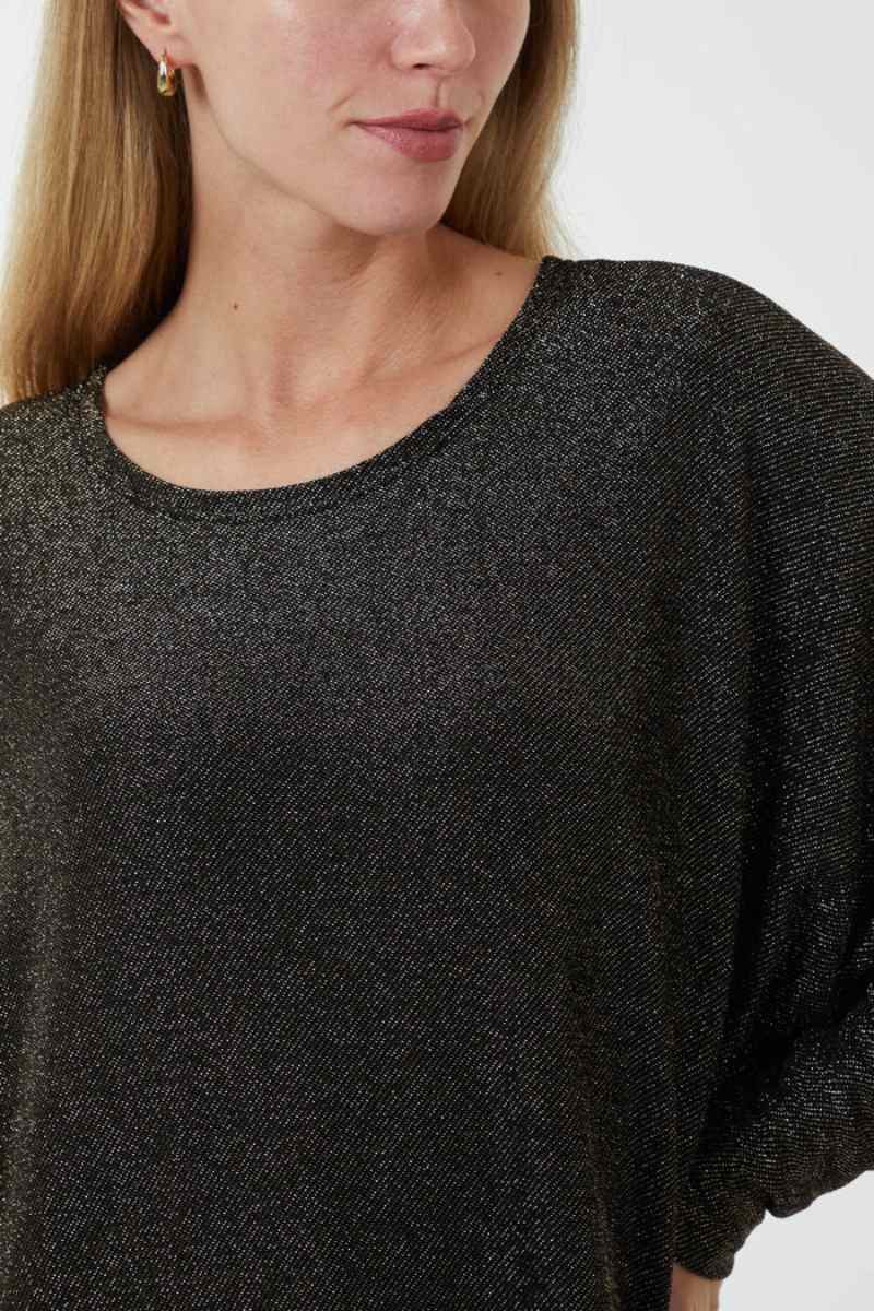 Batwing glimmer bluse  Guld