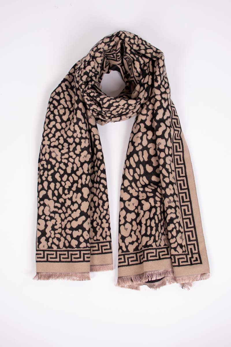 Tørklæde m. leopardprint Taupe