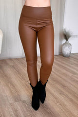 Læderlook leggings Camel