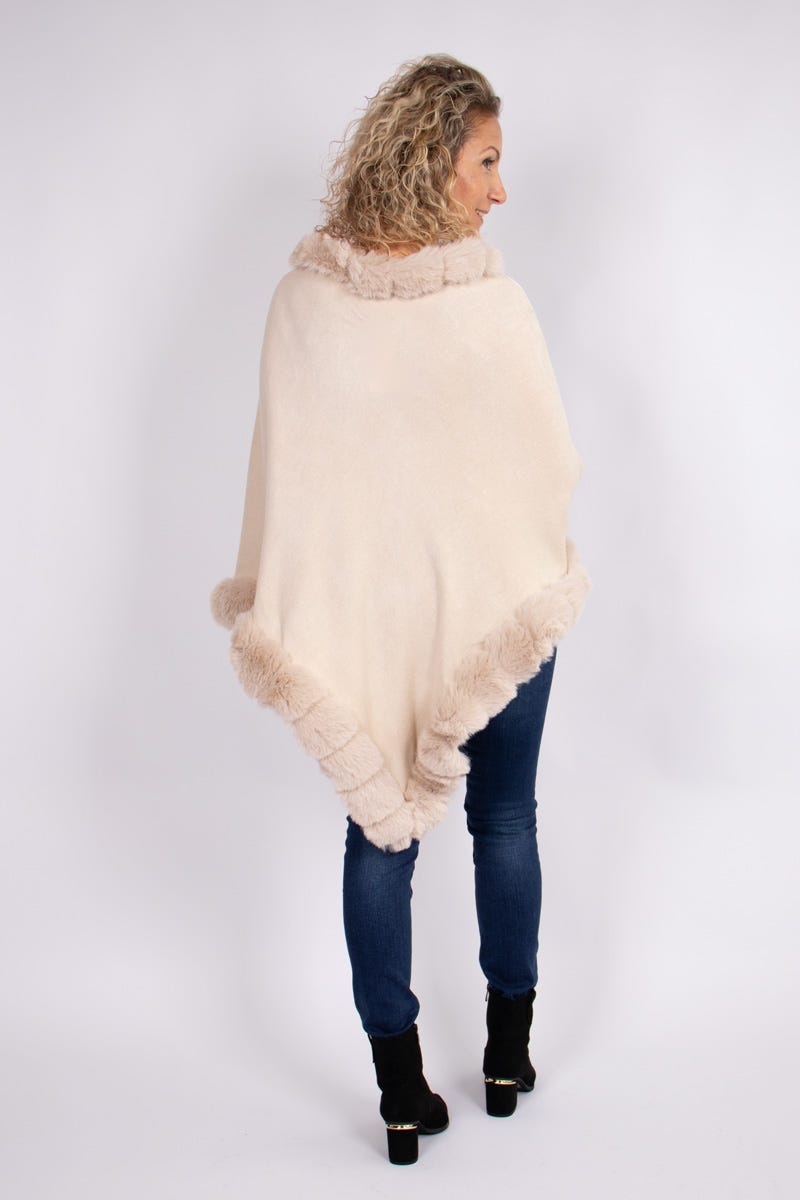 Fake fur poncho Beige