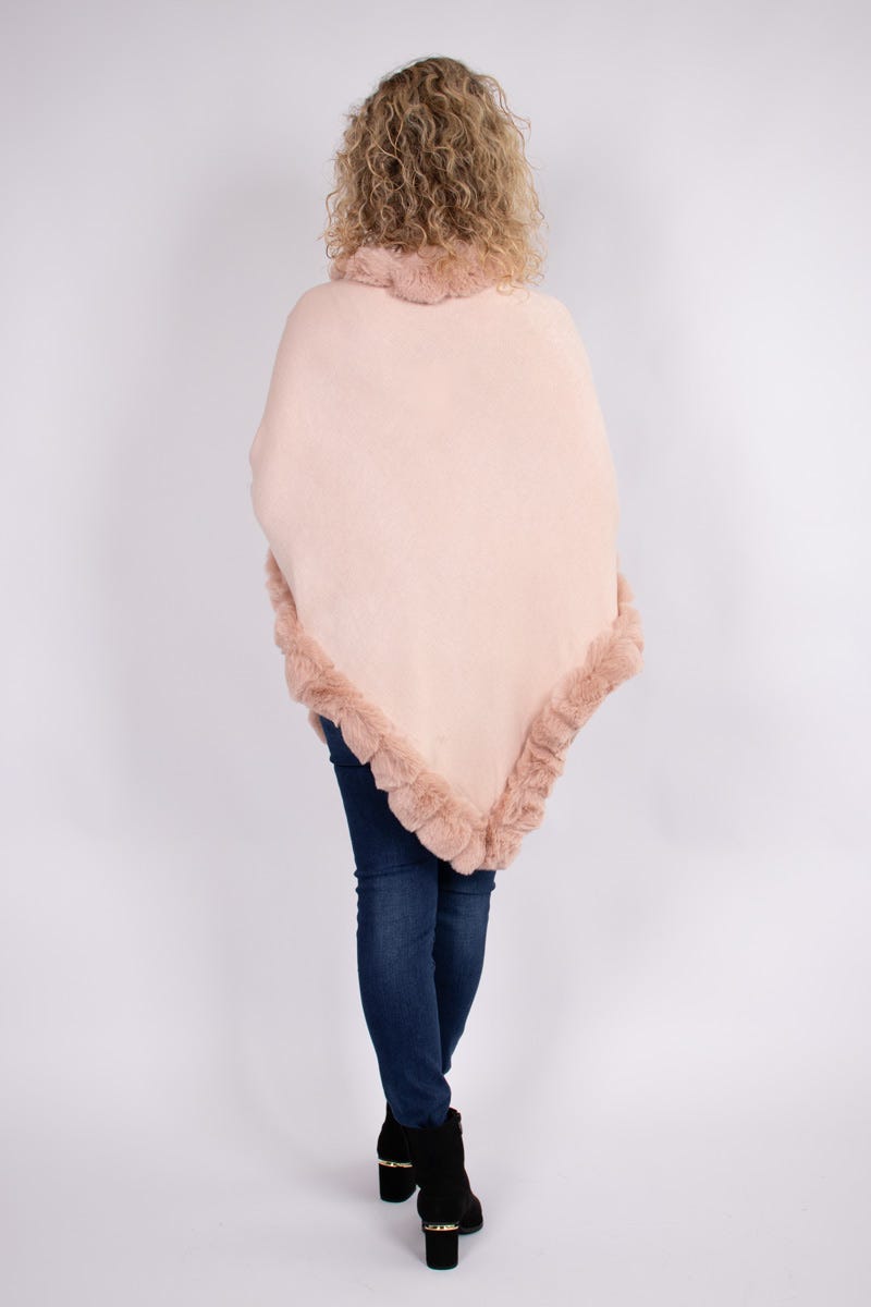 Fake fur poncho Rosa