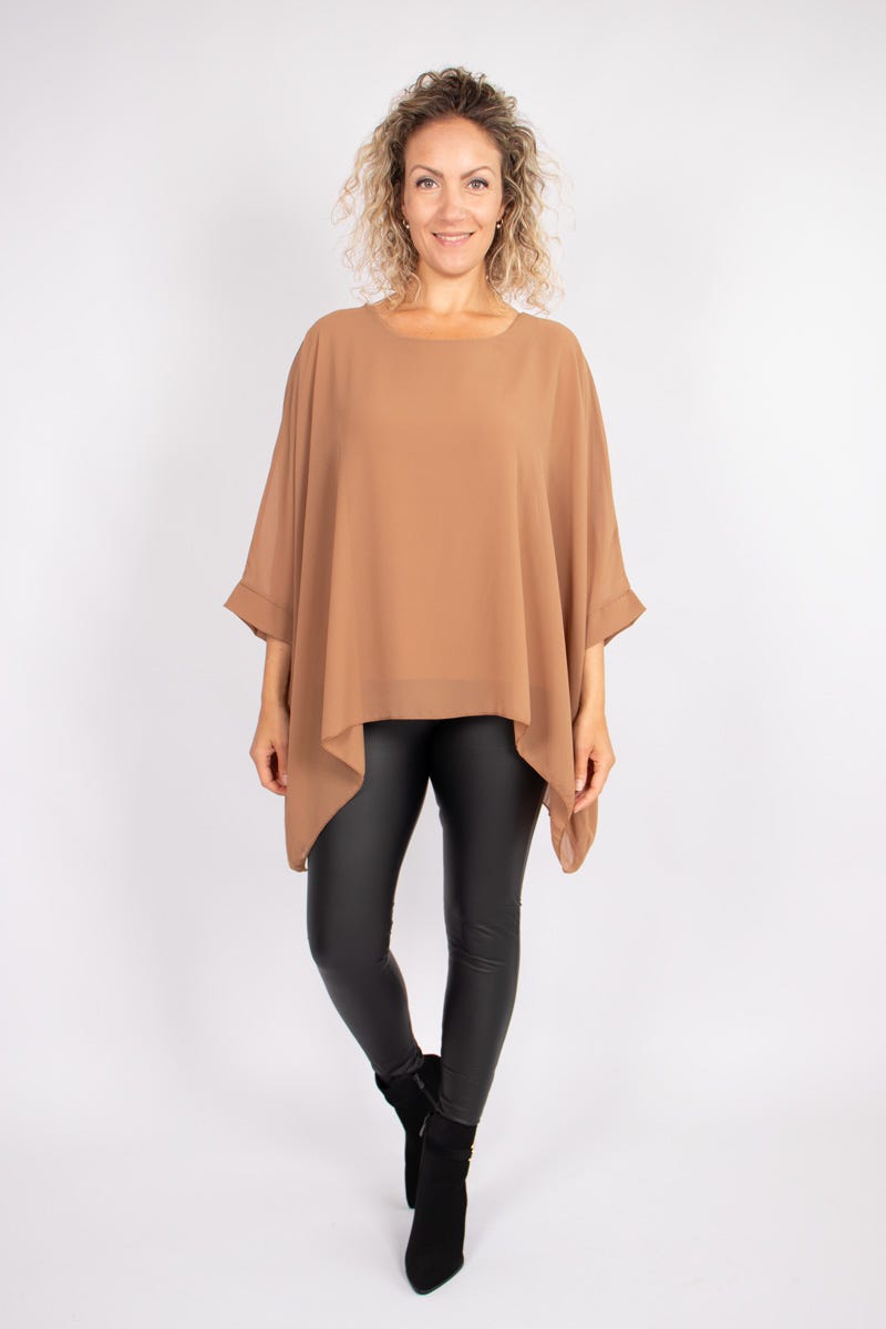 Chiffon tunika Camel