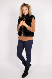 Vest faux fur Sort