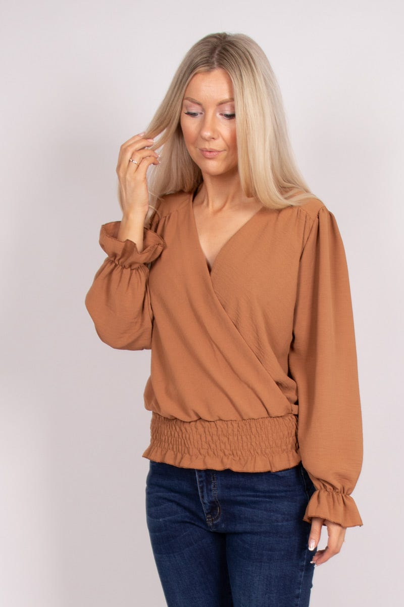 Crossover bluse Camel