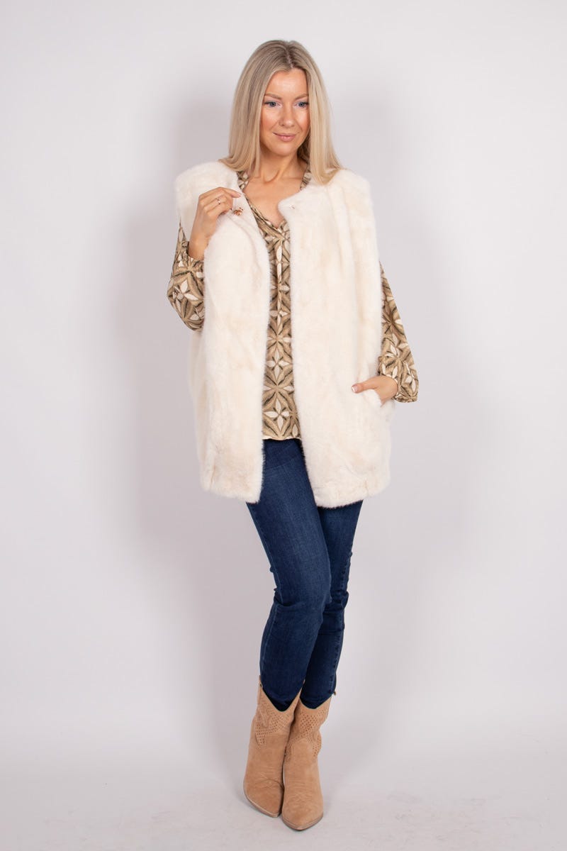 Faux fur vest Hvid