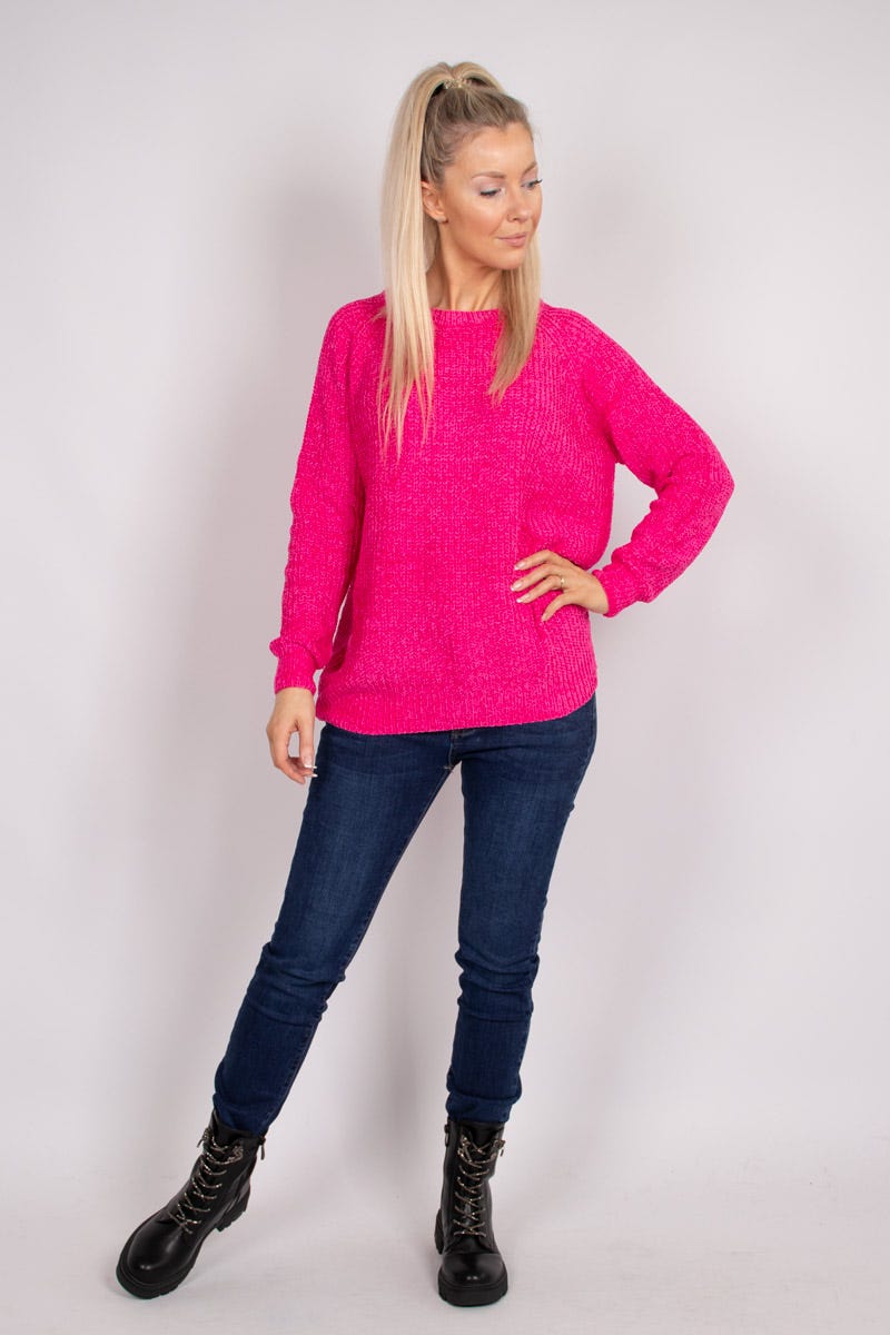 Chenille Strickpullover Pink