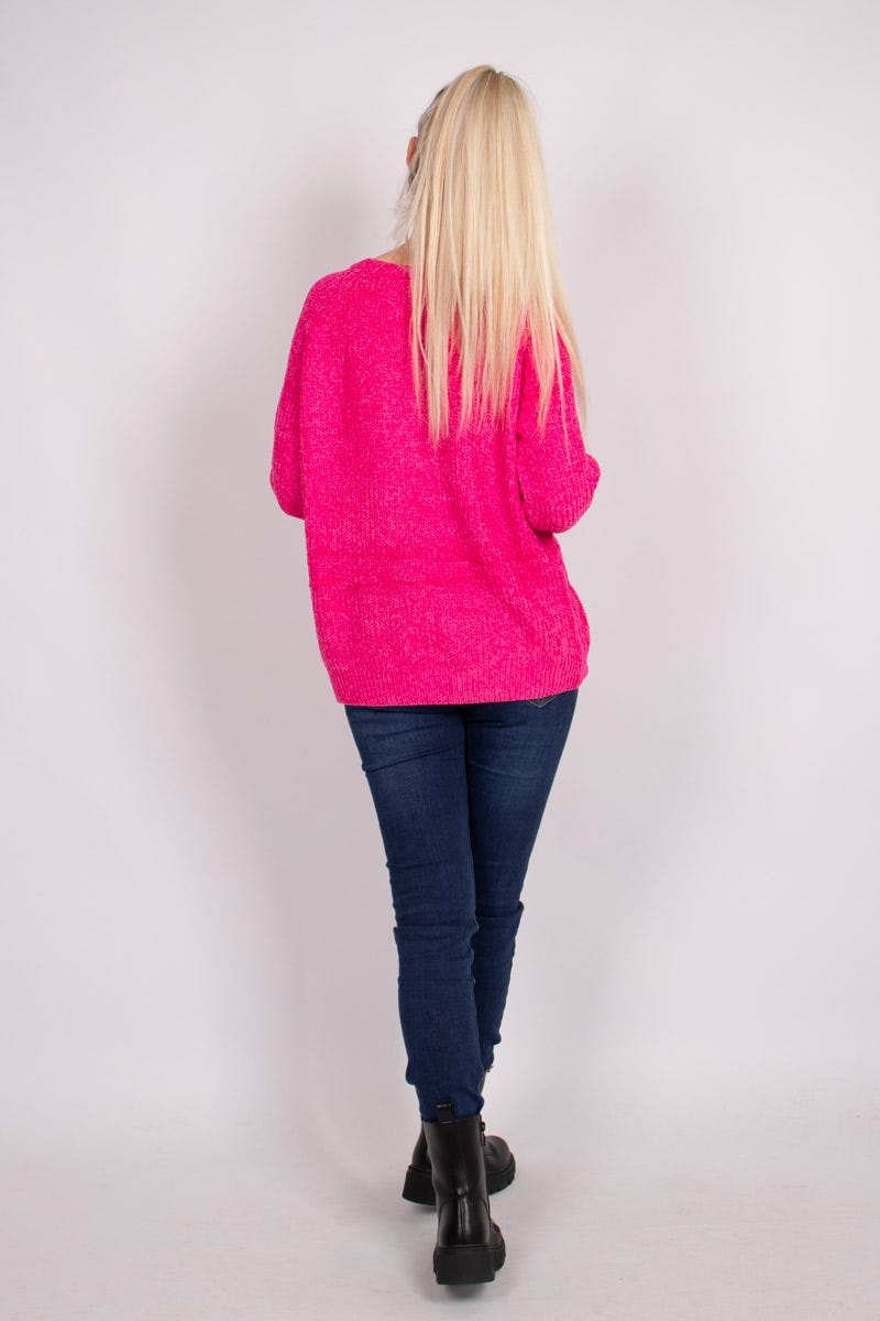 Chenille Strickpullover Pink