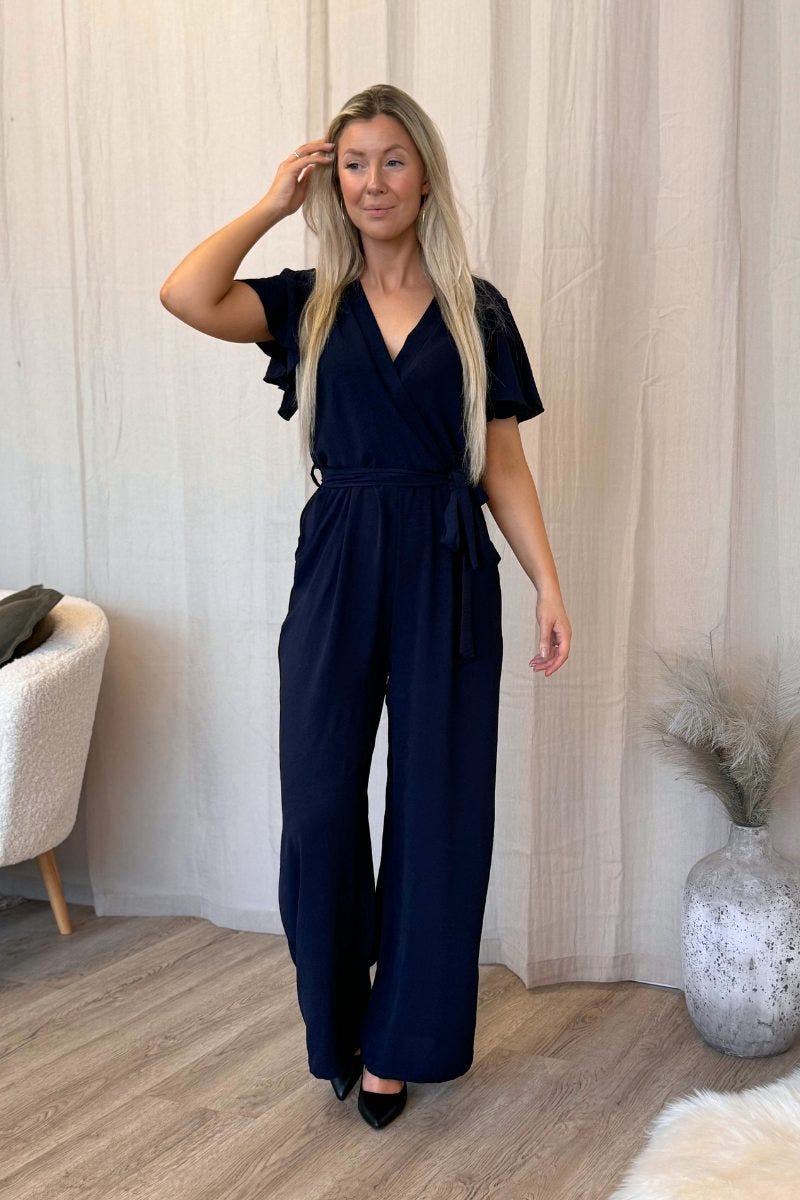 Jumpsuit m. flæseærme Navy