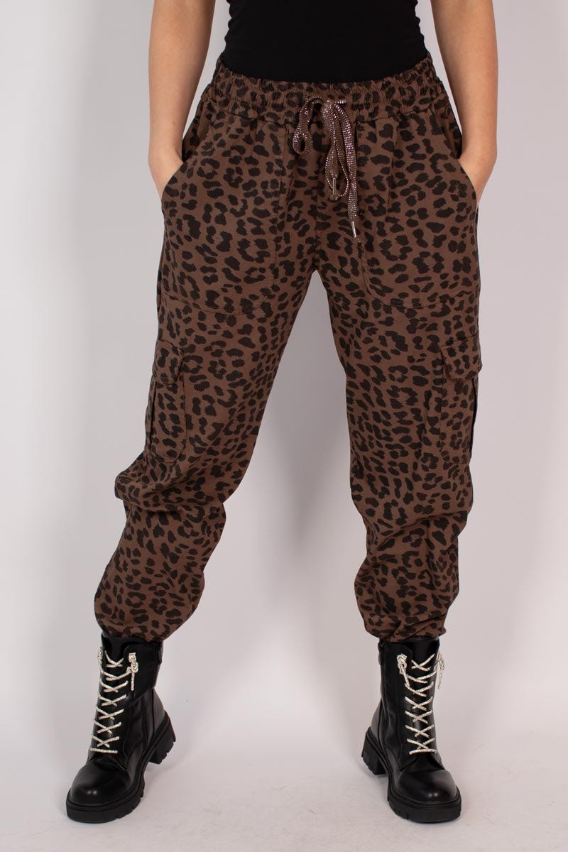 Cargo buks m. leopardprint Brun