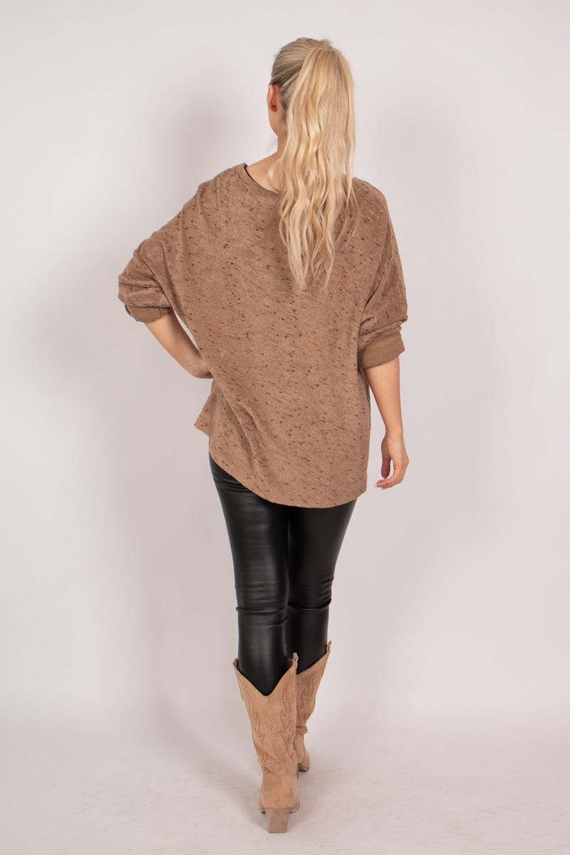 Bluse m. guld effekt Beige